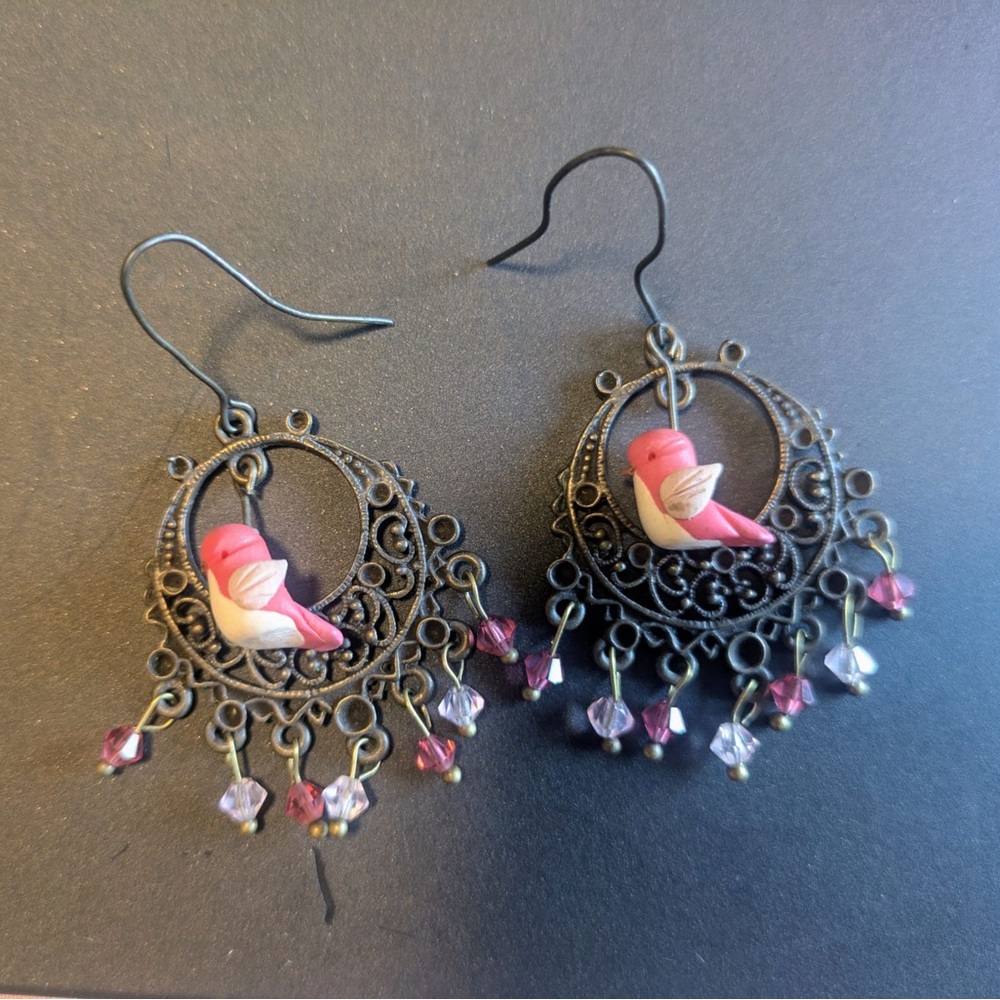 Earrings with Bird Charms